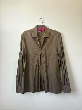 September Inc Olive Brown Button-Down Women's Shirt
